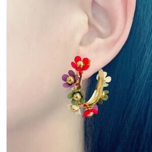 Time and Tru Flower Hoop Earrings